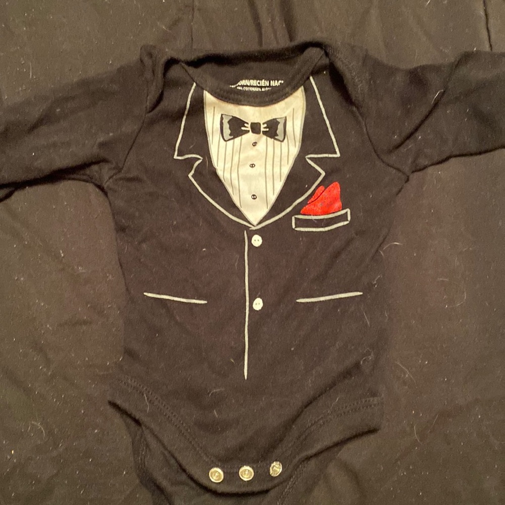 Newborn tuxedo onesie